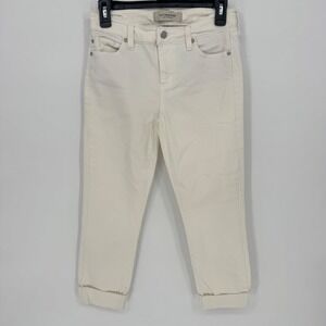 Liverpool Los Angeles Womens Cream Cropped Straight Leg Jeans Size 2 Tall‎